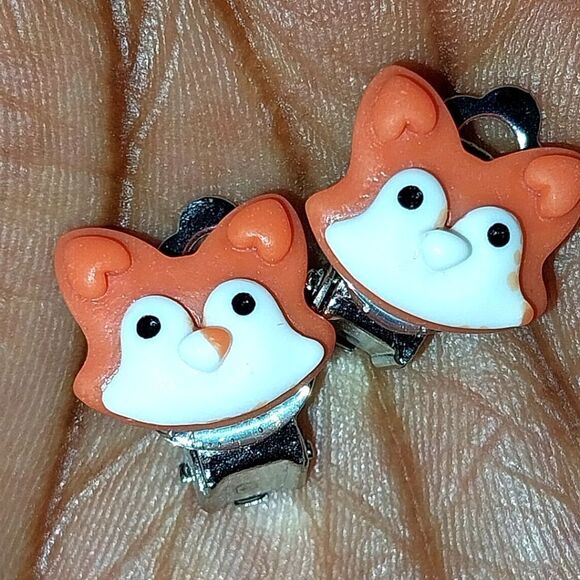 Beautiful girls fox clip-on earrings for kids - Picture 4 of 4